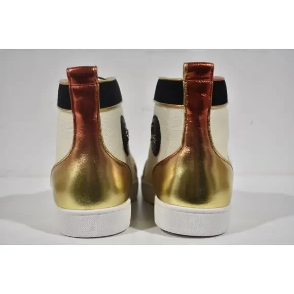 Christian Louboutin Mens Louis SB22 Flat Black White High Top Sneaker 42.5 9.5